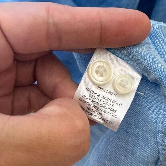 Untuckit Shirt Mens XXL Teal Blue Button Up Long Sleeve Linen Pocket Casual - Picture 9 of 9